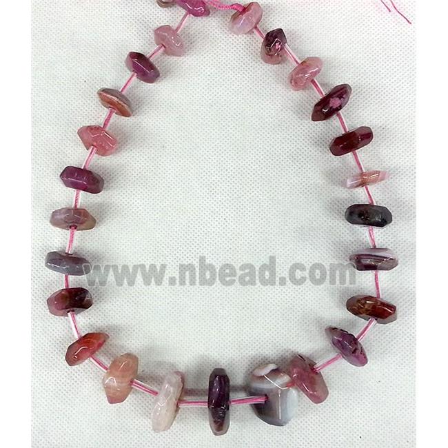 Agate beads chain necklace, heishi, pink