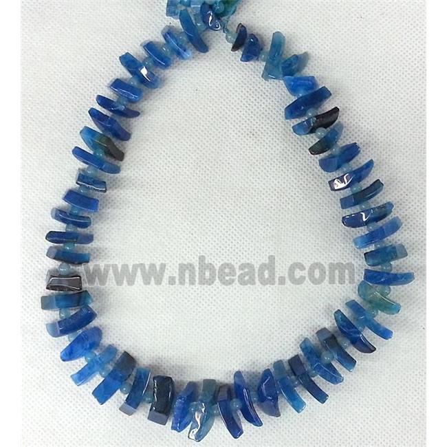 blue Agate stone beads chain necklace, square