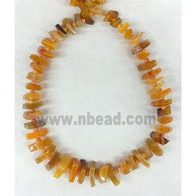 orange Agate stone beads chain necklace, chips