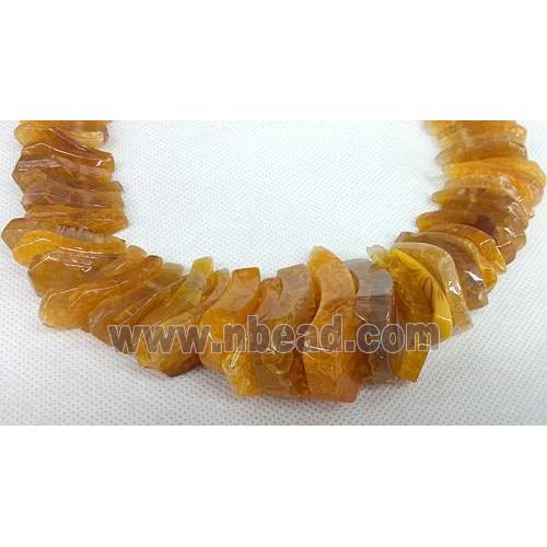 orange Agate Slice beads chain necklace, chips