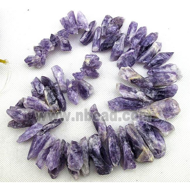 natural Amethyst bead for necklace, purple, freeform