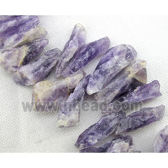 natural Amethyst bead for necklace, purple, freeform