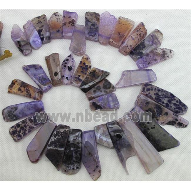 Natural rock agate beads, freeform, purple