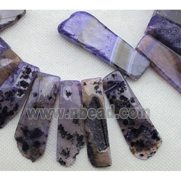 Natural rock agate beads, freeform, purple