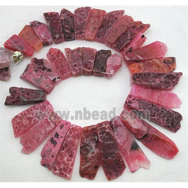 Natural rock agate beads, freeform, pink