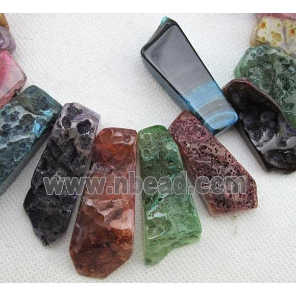 Natural rock agate beads, freeform, mixed color