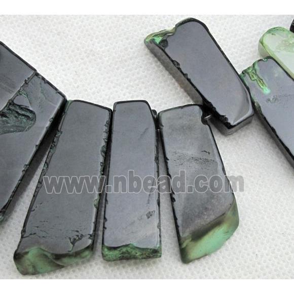 Natural rock agate beads, freeform, green
