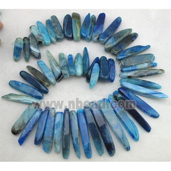 Natural agate bead, freeform, blue
