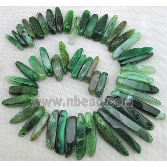 Natural agate bead, freeform, green