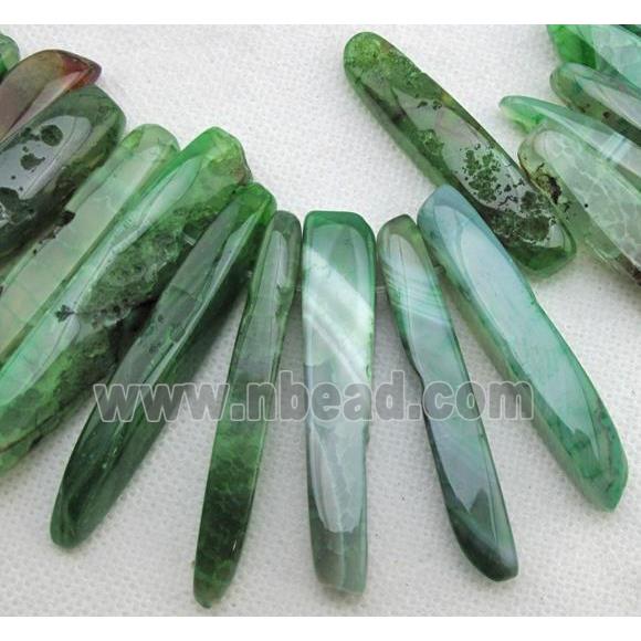 Natural agate bead, freeform, green
