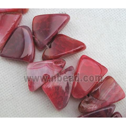 Natural agate bead, triangle, pink