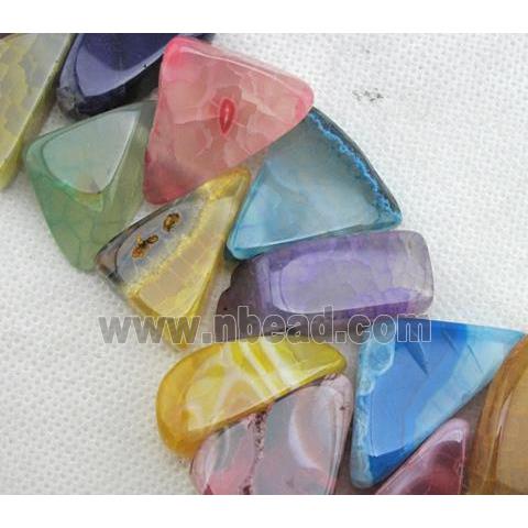 Natural agate bead, triangle, mixed color