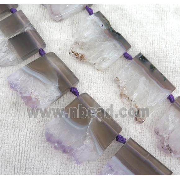 amethyst druzy collar beads, slice, purple