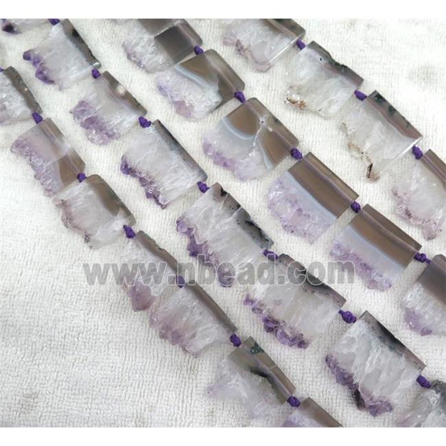 amethyst druzy collar beads, slice, purple