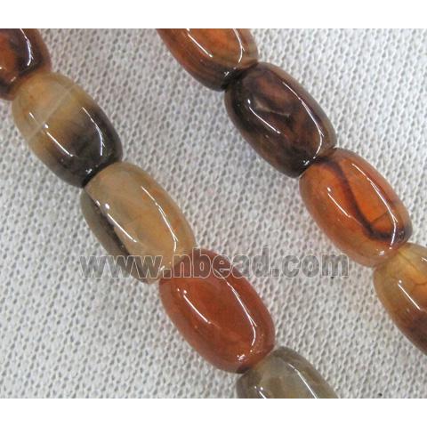 orange Agate stone bead, barrel
