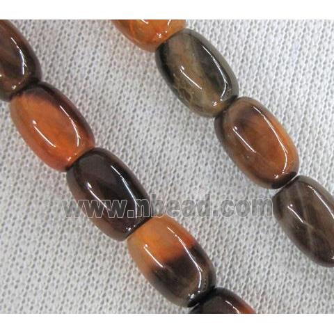 deep orange Agate stone bead, barrel