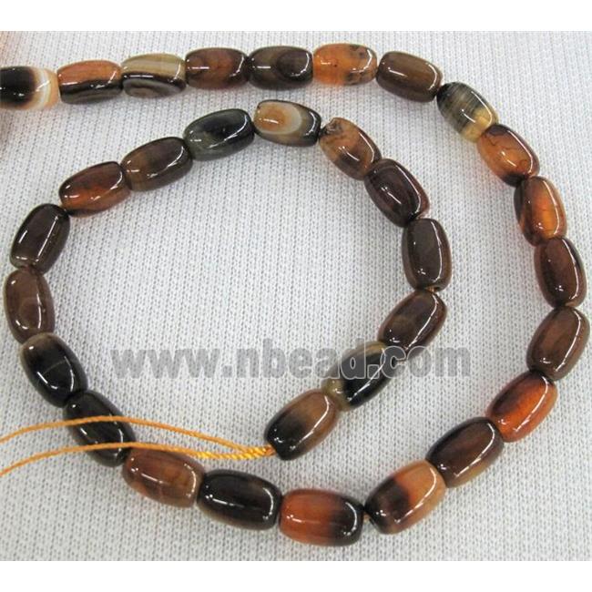 deep orange Agate stone bead, barrel