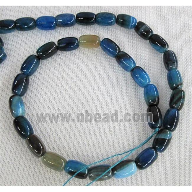 deep blue Agate stone bead, barrel