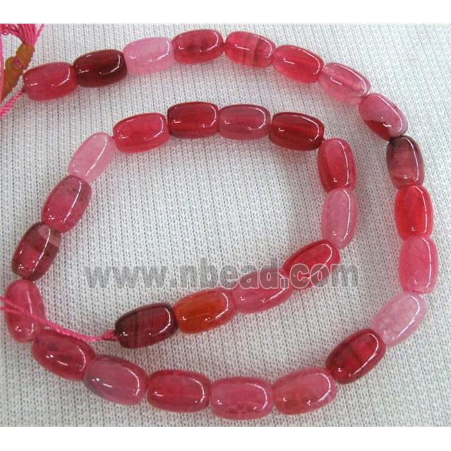 pink Agate stone bead, barrel