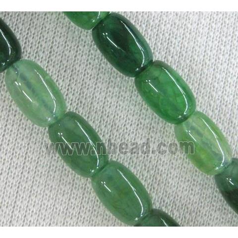 green Agate stone bead, barrel