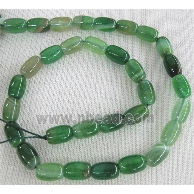 green Agate stone bead, barrel