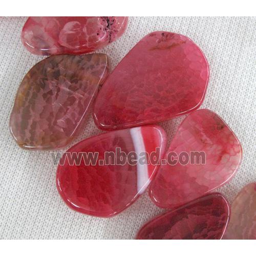 agate stone bead for necklace, teardrop, pink