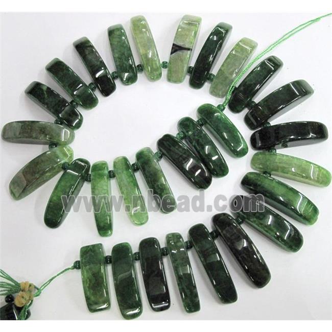 green agate stick beads