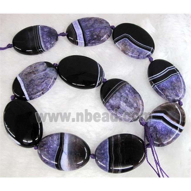 Agate Druzy beads, oval, purple
