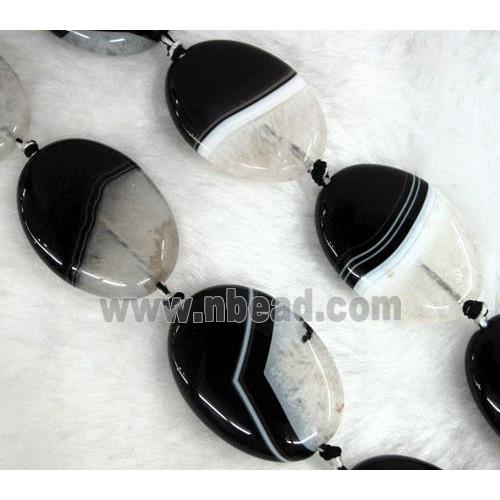 Agate Druzy beads, oval, white black