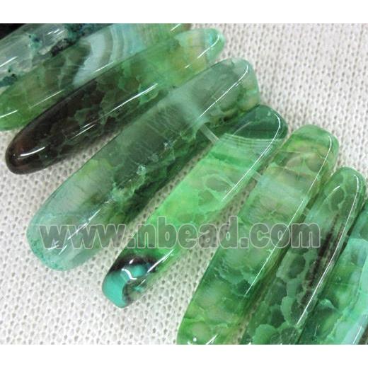 agate stone bead for necklace, stick, green