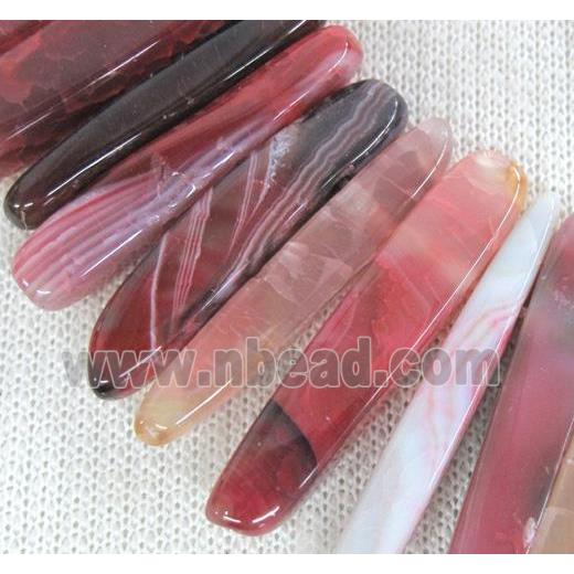 agate stone bead for necklace, stick, pink