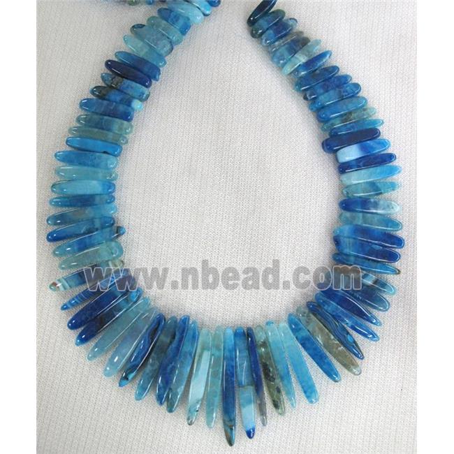 blue agate stone beads, stick