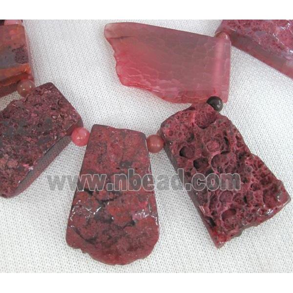 pink Rock Agate stone beads, trapeziform