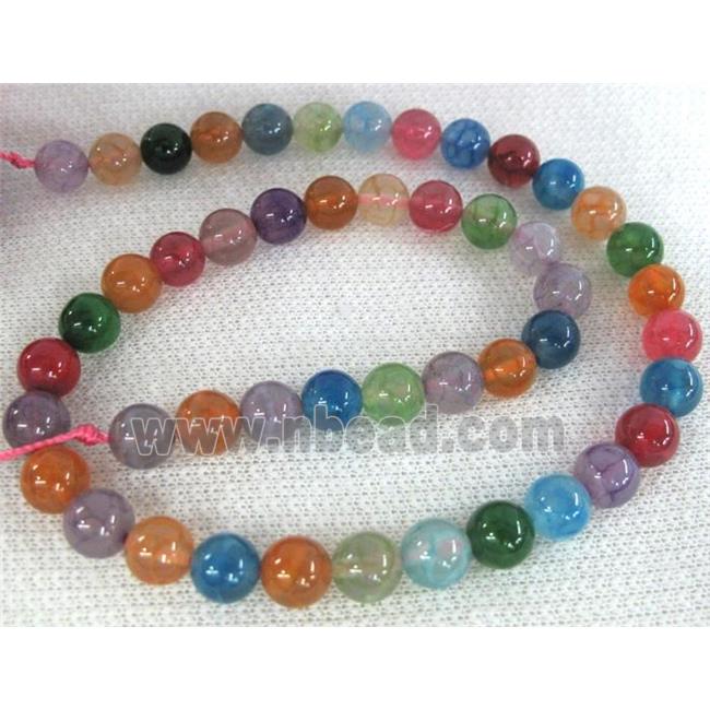 Agate stone bead, round, mixed color