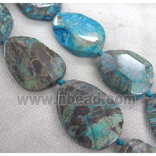 blue ocean jasper beads, slice, faceted freeform