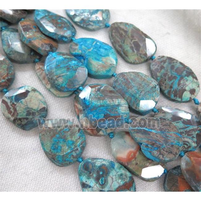 blue ocean jasper beads, slice, faceted freeform
