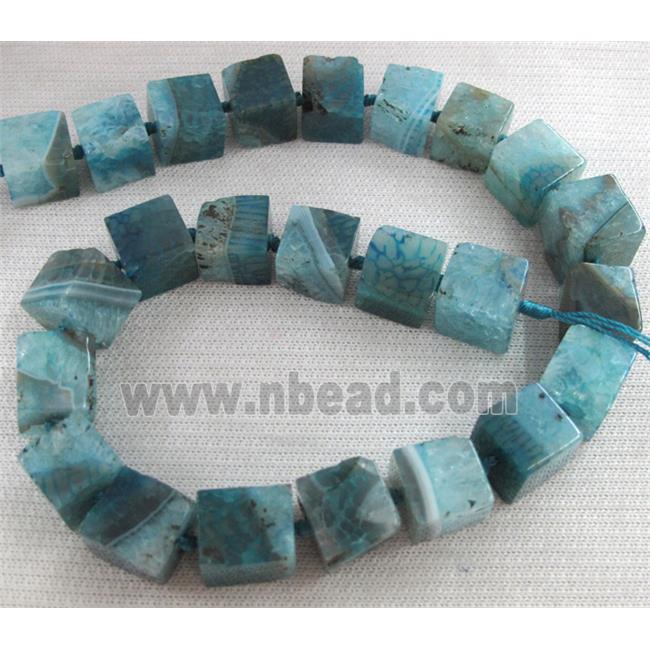 blue agate stone bead, cube