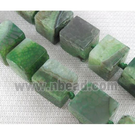 green agate stone bead, cube