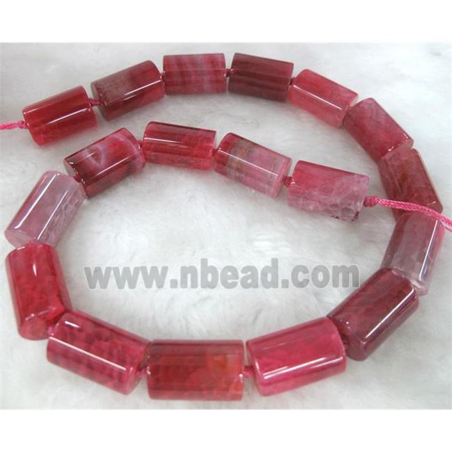 agate stone bead, tube, pink
