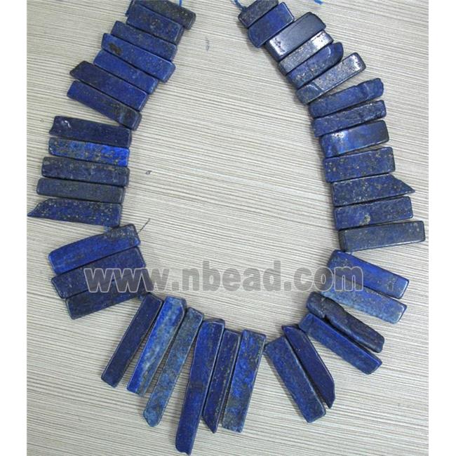 lapis lazuli collar beads, stick, blue, top drilled