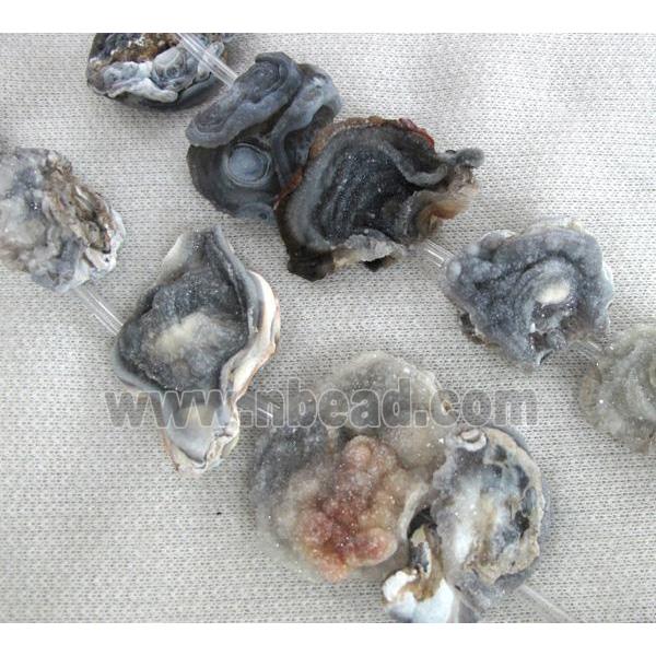natural agate beads with druzy, freeform