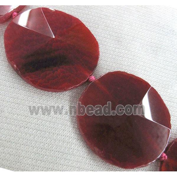 red agate slice point beads, flat-round