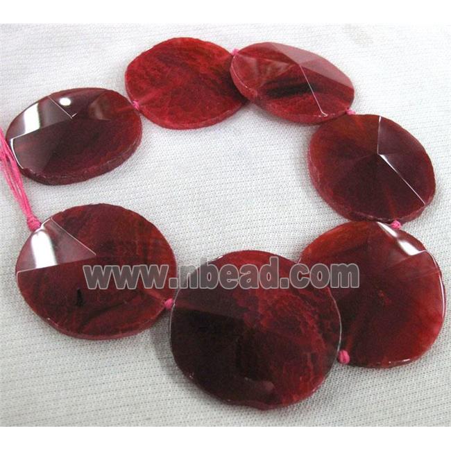 red agate slice point beads, flat-round