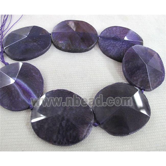 purple agate point beads, flat-round