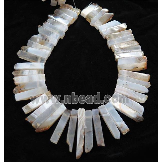 Chinese Heihua Agate collar beads, freeform, stick