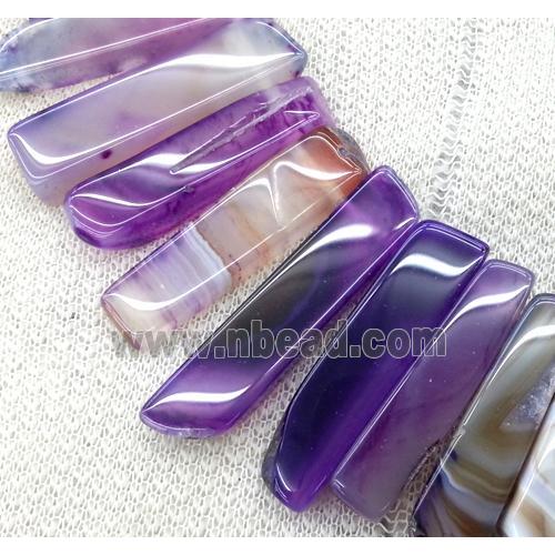 agate stick beads collar, purple, top drilled