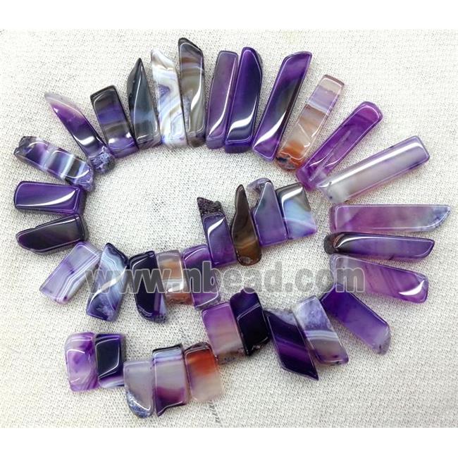 agate stick beads collar, purple, top drilled