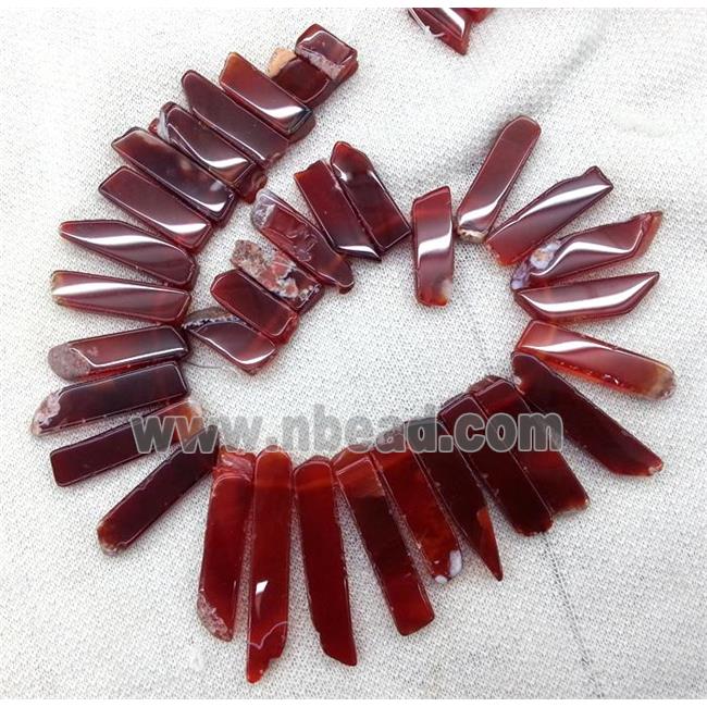 red Agate beads collar, stick, top drilled