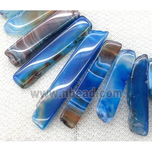 blue agate stick beads collar, top drilled