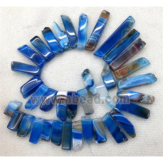 blue agate stick beads collar, top drilled